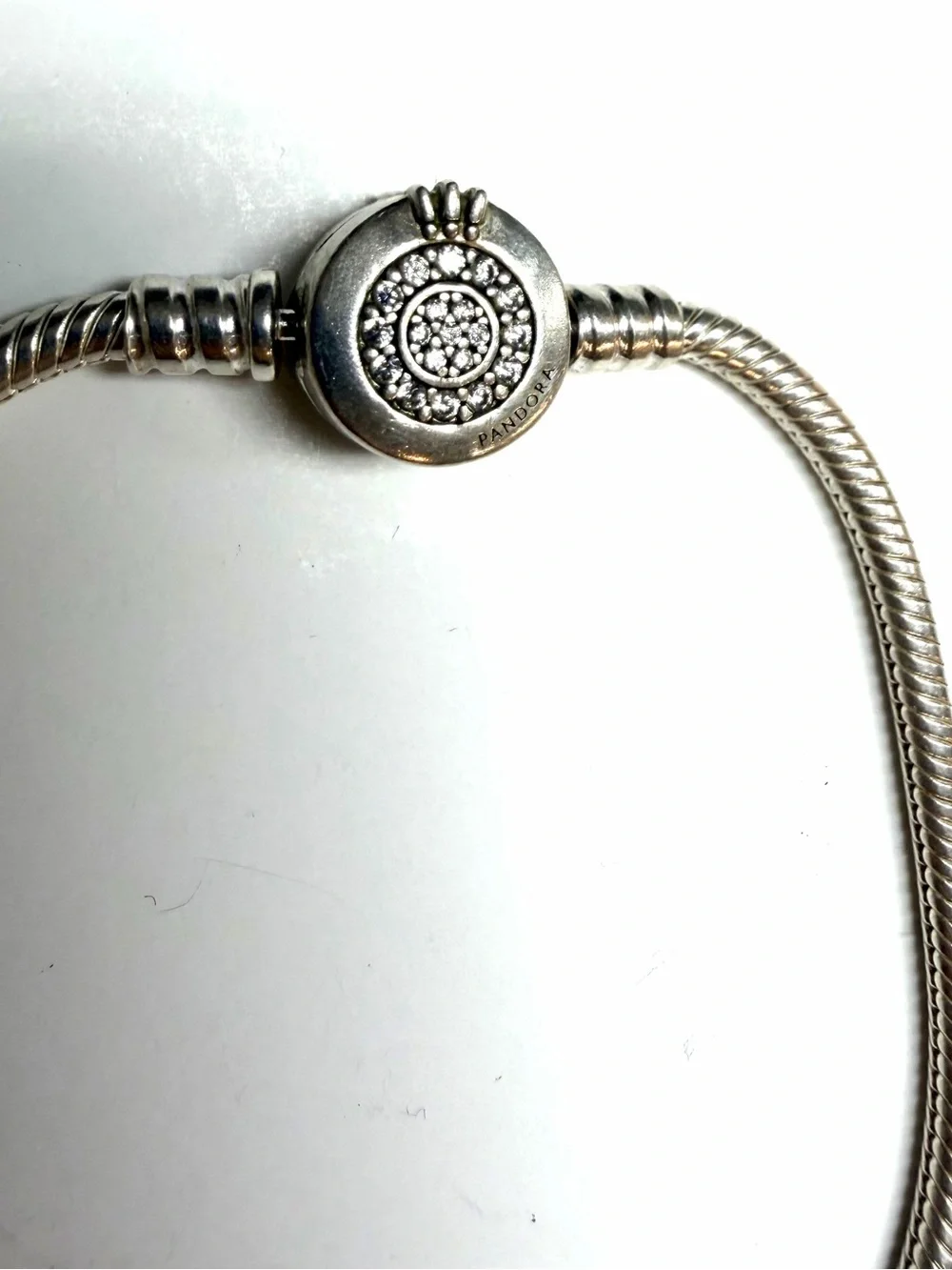 Pandora Sterling Silver Moments Sparkling Crown Clasp Snake Chain Bracelet